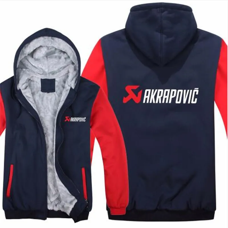 Akrapovic толстовки зимняя куртка для мужчин повседневная шерстяная подкладка флис Akrapovic кофты с капюшоном - Цвет: 5