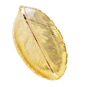 

Nordic Ins Ceramic Jewelry Storage Tray Golden Leaf Ring Necklace Tray