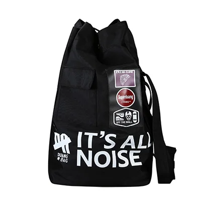 Drawstring Backpack Street Travel Shopping Bag Harajuku Style Men Backpack School Bag High College Student Large Multifunction - Цвет: Черный