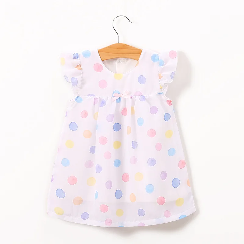 Муслиновое дерево, различные цвета, платья для маленьких девочек с красивым рисунком, летняя одежда для малышей, детская одежда - Цвет: colorful dot