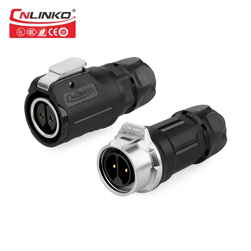 CNLINKO Circular IP67 Plug Sockets Automotive Electrical Connector M16 2 Pin Waterproof Cable Connectors 10A AC DC 400V Powercon afbeelding