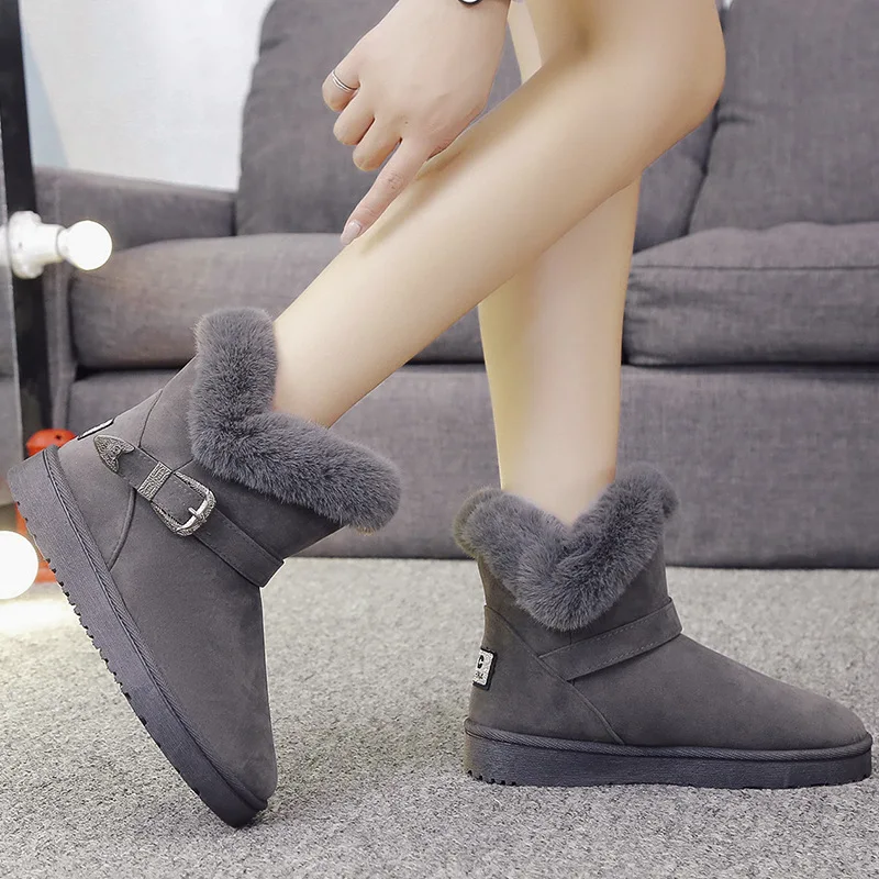 

Snow Boots Women's New Winter Fashion Short plus Velvet Warm Cotton Padded Walking Shoes Thick-Style Flat Boots
