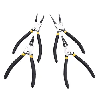 

4Pcs Portable Internal External Spring Bent Straight Snap Ring Disassembly Practical Circlip Pliers Set Home Crimp Tool