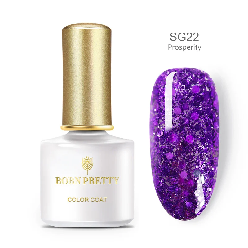 BORN PRETTY блестки Гель-лак для ногтей 6 мл голографический Блестящий УФ-гель розовый Золотой Серебряный отмачиваемый Гель-лак для ногтей - Цвет: BP-SG22