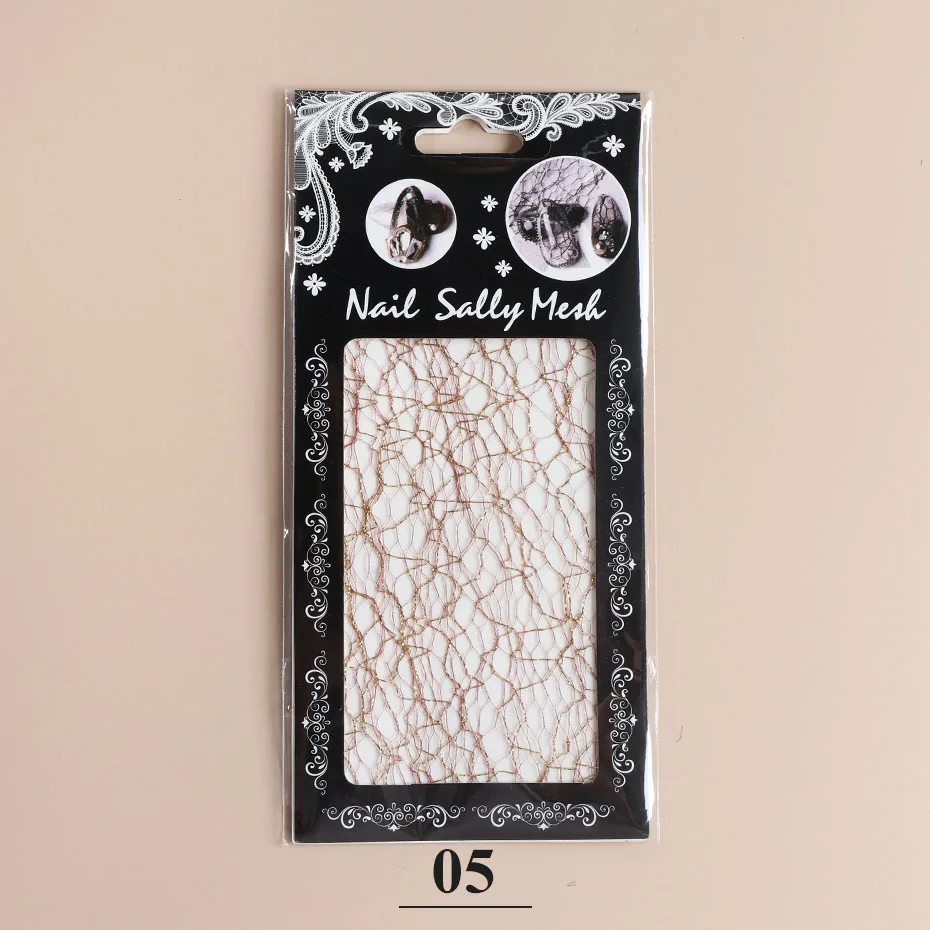 1pcs Embossed Mesh 3D Nail Stickers Lace Hollow Transfer Foils Bronzing Design Wraps Decal Manicure Colorful Decor Tips JI1540 - Цвет: 05