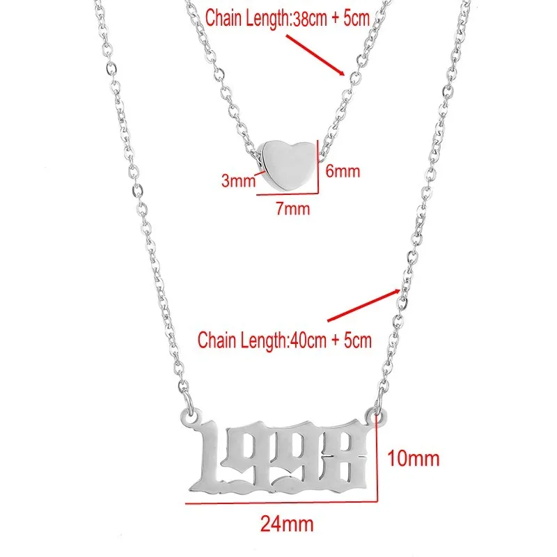 Пользовательское имя Дата ожерелье с надписью год Номер сердце кулон из