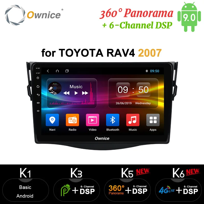 Автомобильный радиоплеер Ownice Octa 8 Core 2 Din Android 9 0 GPS DVR 4G LTE DSP SPDIF carplay для Toyota RAV4 Rav 4 2007