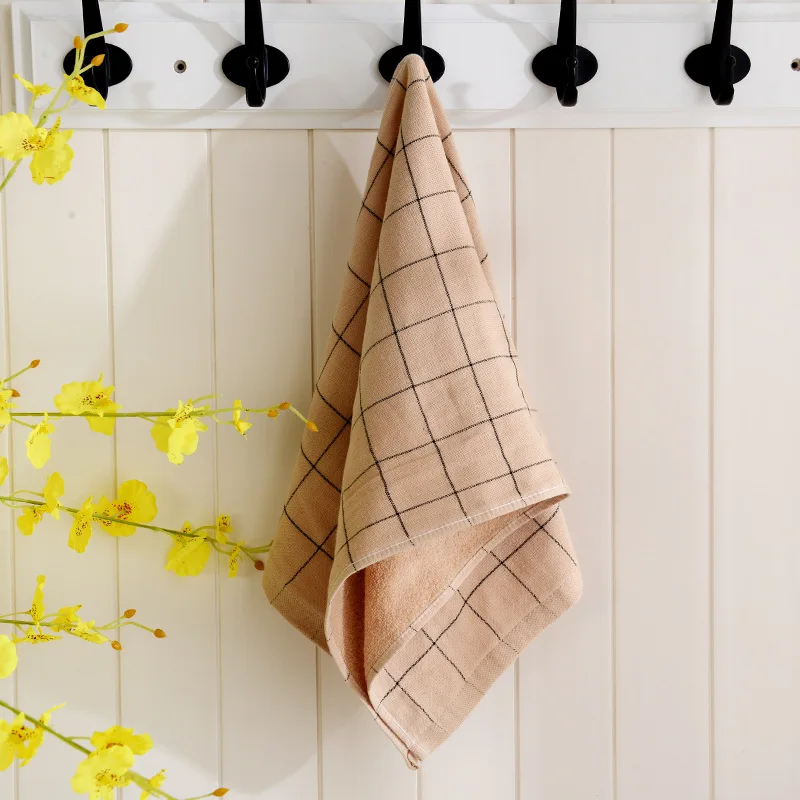 Cotton Soft Face Towels Stripe Towel Hotel Bathroom Beauty Parlor Home Drying Strong Water Absorption Washcloth for Women Men - Цвет: Coffee