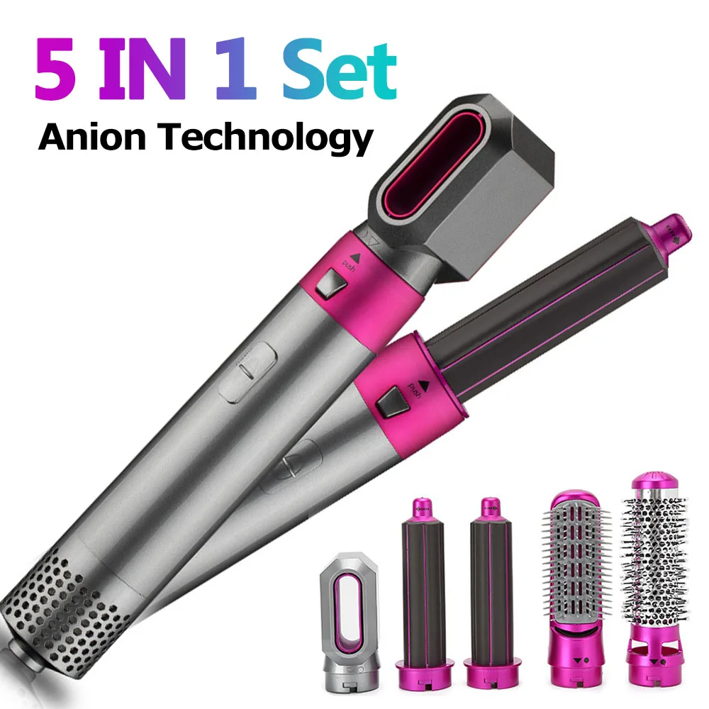 Secador de pelo multifuncional 5 en 1, alisador y rizador de cabello,  plancha eléctrica de aire para secar hair comb hair styler air wrap mini  hair straightener air hair curler blowdryer brush|Secadores
