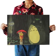 Póster de animación Hayao Miyazaki vintage clásico de dibujos animados de papel Kraft póster pintura de pared pegatinas decorativas para el hogar