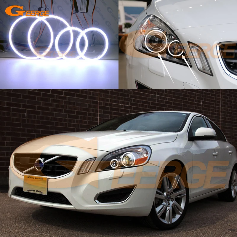 

For Volvo S60 II V60 2010 2011 2012 2013 pre facelift XENON HEADLIGHT Excellent Ultra bright COB led angel eyes halo rings