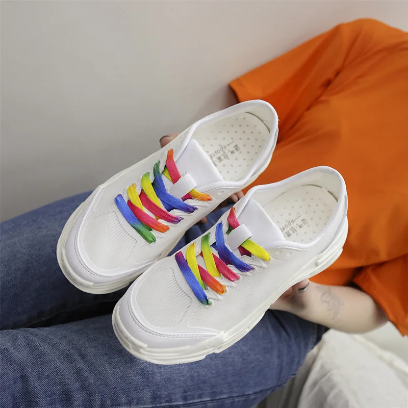 

Nice Women Casual Shoes Spring Women Fashion Embroidered Breathable Hollow Lace-Up Women Sneakers Vulcanized Shoes