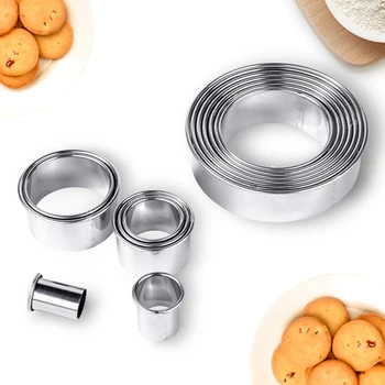 

14 Pcs Cake Mold DIY Circular Cutting Mold Stainless Steel Mousse Cake Ring Cutting Tool Kitchen Baking Tools