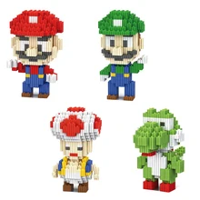 345 шт. Super Mario Bros Luigi Yoshisaur Toad 3D модель мини алмазные строительные блоки Обучающие кирпичные игрушки для Дети Детские подарки