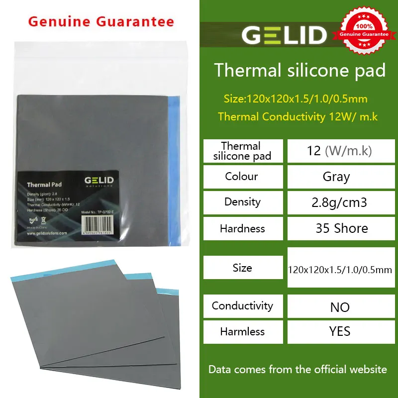 Gelid Gp-extreme Almofada Térmica Cpu Gpu Placa Gráfica Placa-mãe Silicone Graxa Almofada de Dissipação de Calor Silicone Multi-tamanho 12w - Imagem 2