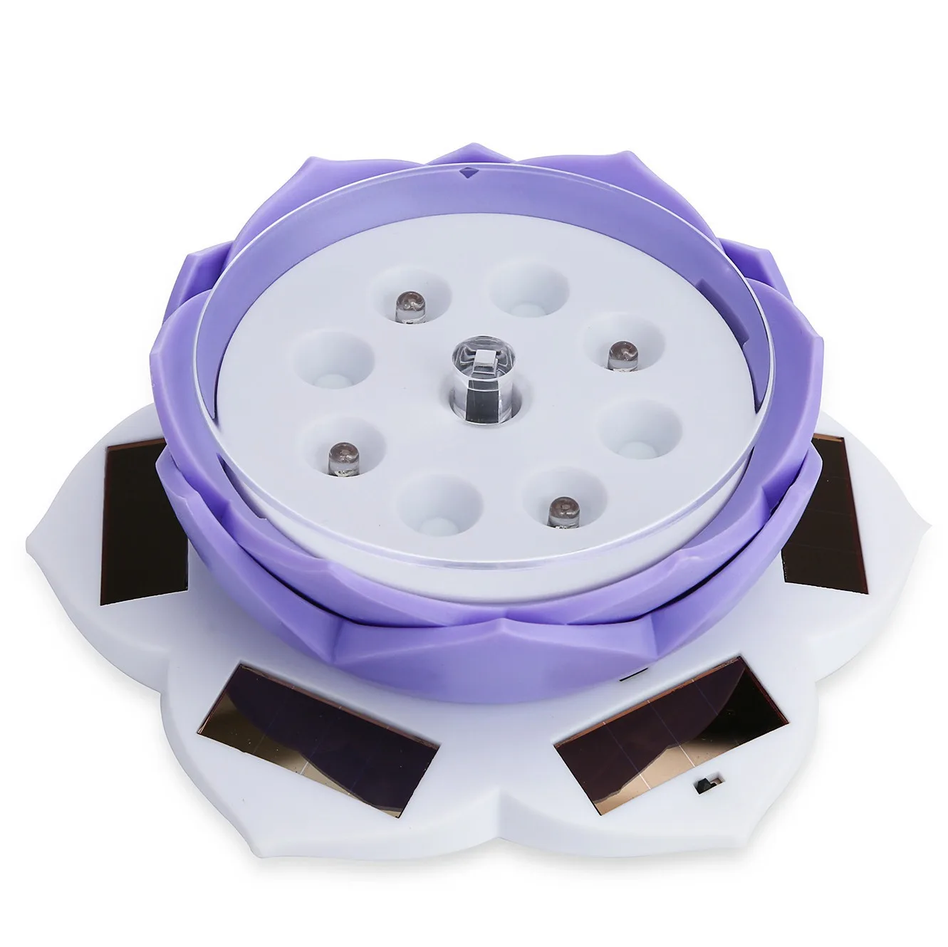 

Manufacturers Direct Selling Solar Rotating Display Colorful Lights Lotus Seat Accessories Brace