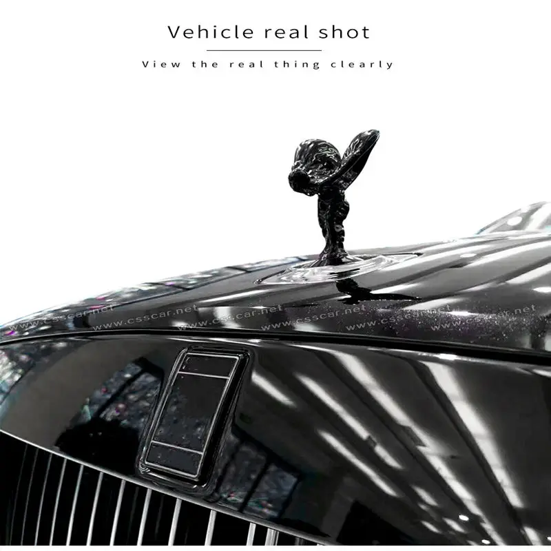 

Черные эмблемы богини обсидиана K9 для рулонов-Royce, хрусталь с кремниевым материалом, ПВХ логотип автомобиля, внешняя отделка, украшение 00494