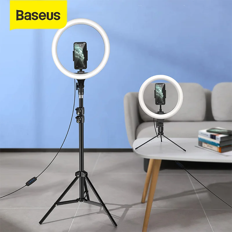 Кольцевой светодиодный светильник Baseus 10/12 дюймов приглушаемая LED лампа для селфи