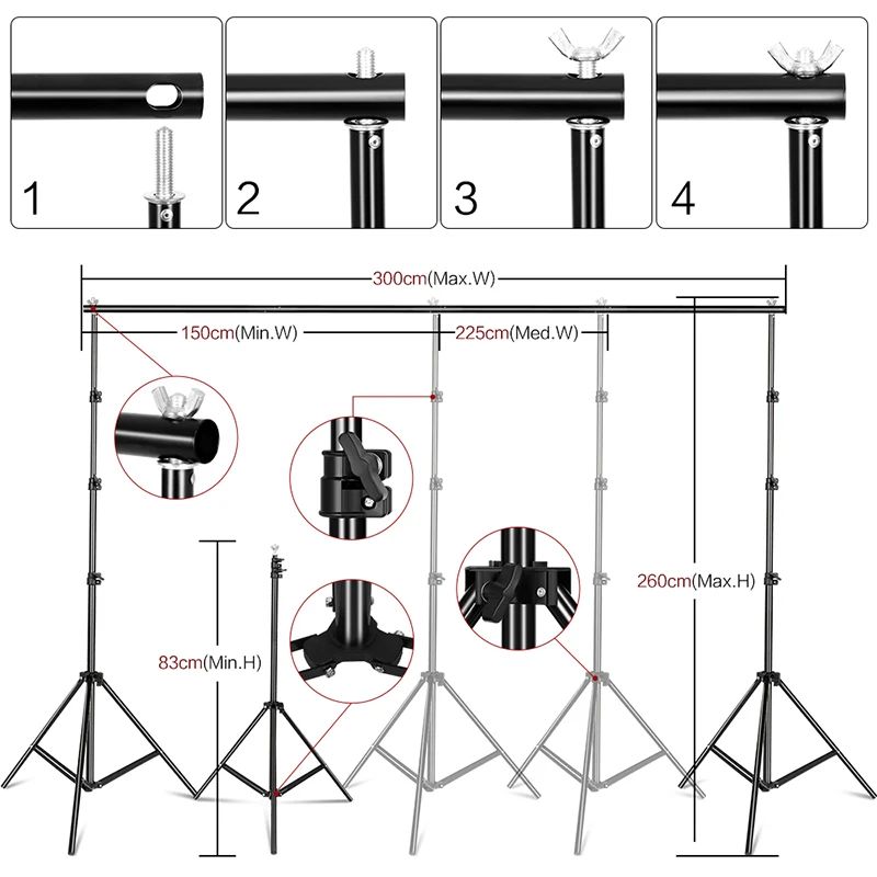 2.6X3M Photography Kit Photo Studio Softbox With Backdrops Tripod Non-Woven Fabric Suitable For Photos Home Photo Graphy - 6