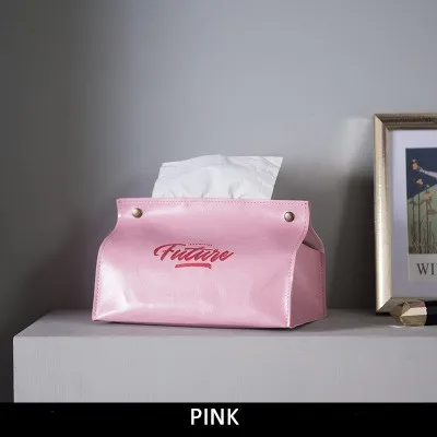 Pink Скандинавская коробка для салфеток Автомобильный держатель для салфеток кожаный чехол для салфеток Бытовая салфетка кухонный чехол для салфеток бумажная сумка для хранения - Цвет: Pink