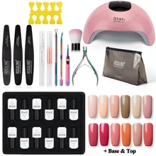 ROSALIND УФ-гель для ногтей маникюрный набор и набор для всех ногтей художественная кисть полировка масляная основа Топ гель лак мешок 24 Вт УФ/светодиодный лампа