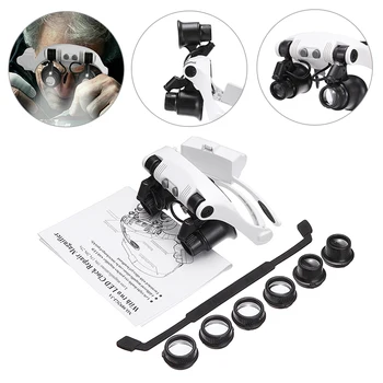 

LED Headband Magnifier Magnifying Glass Jewelry Watch Repair Magnifier 10x 15x 20x 25x For Jewerly Making Accessories