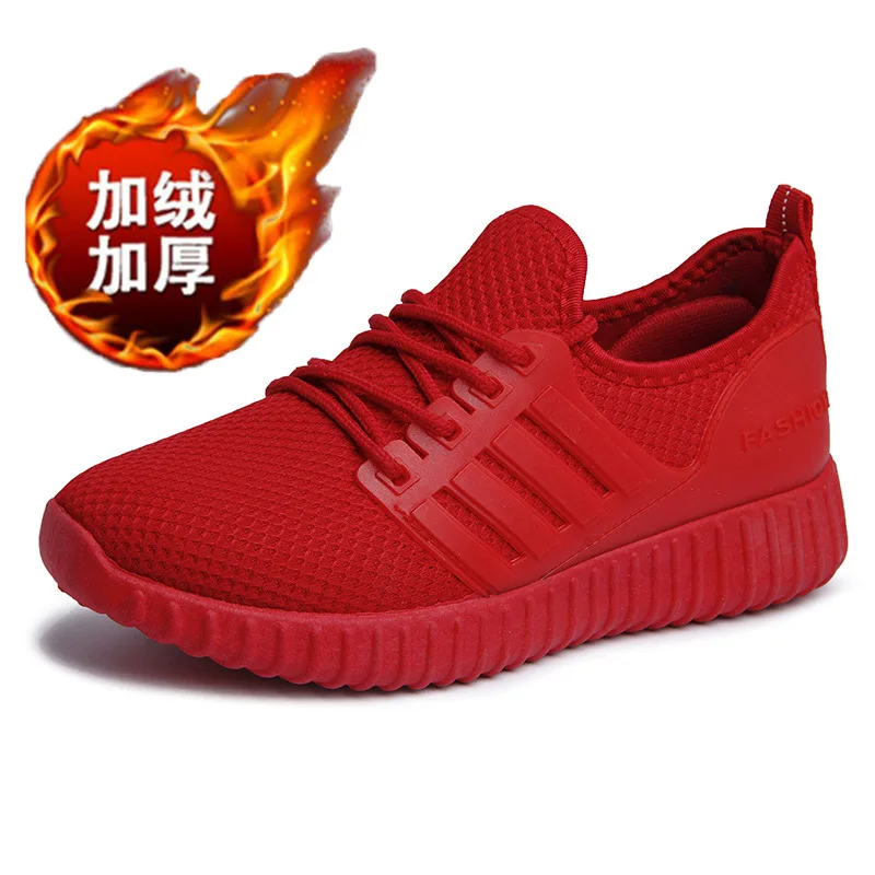 thick red Модные детские кроссовки, женские кроссовки на шнуровке, женская спортивная обувь, черная женская обувь, обувь для бега для женщин, Красная Спортивная обувь - Цвет: thick red