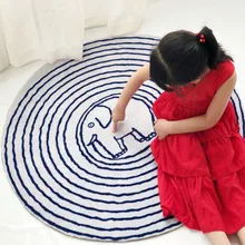 INS популярный милый слон круглой формы декоративный ковер для детской комнаты 100 см, экологически чистый напольный коврик