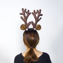Рождественский обруч с оленьими рогами коричневые оленьи рожки на ободке рождественские украшения для волос подарки для украшения дома