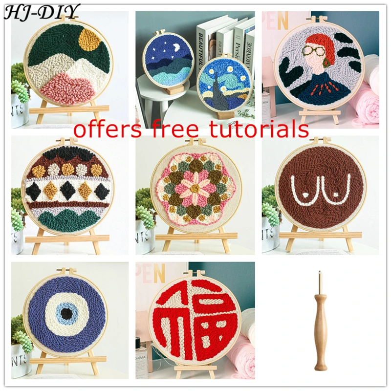 HJ DIY Punch Needle Embroidery Kits New Beginners Handmade Punchneedle Cross Stitch Set / kit Accessories Easy Sewing Craft Gift | Дом и сад