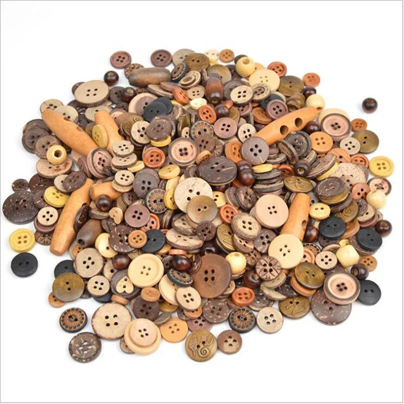 wood mix 600 шт 2 отверстия/4 отверстия круглые пластиковые пуговицы смешанные полимерные пуговицы, аксессуары для одежды DIY - Цвет: wood mix