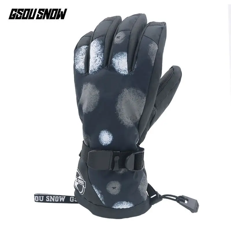 30 женские зимние перчатки, зимние спортивные варежки, водонепроницаемые, ветрозащитные, для сноубординга, лыжные перчатки с пятью пальцами, высокое качество - Цвет: picture color