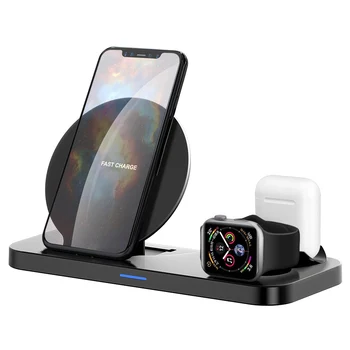 

3 in 1 Fast Qi Wireless Charger Dock Stand 10W S8 S9 S10 S20 Wireless Charging for iPhone Charge Station for Apple Watch Airpod