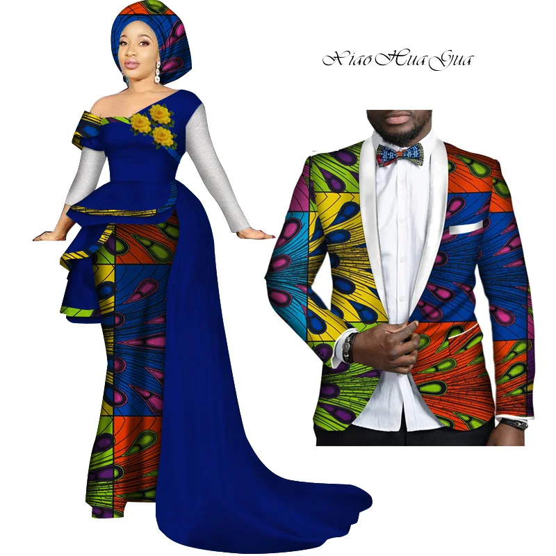 Африканская одежда для пары женское платье Мужской Блейзер Bazin богатый