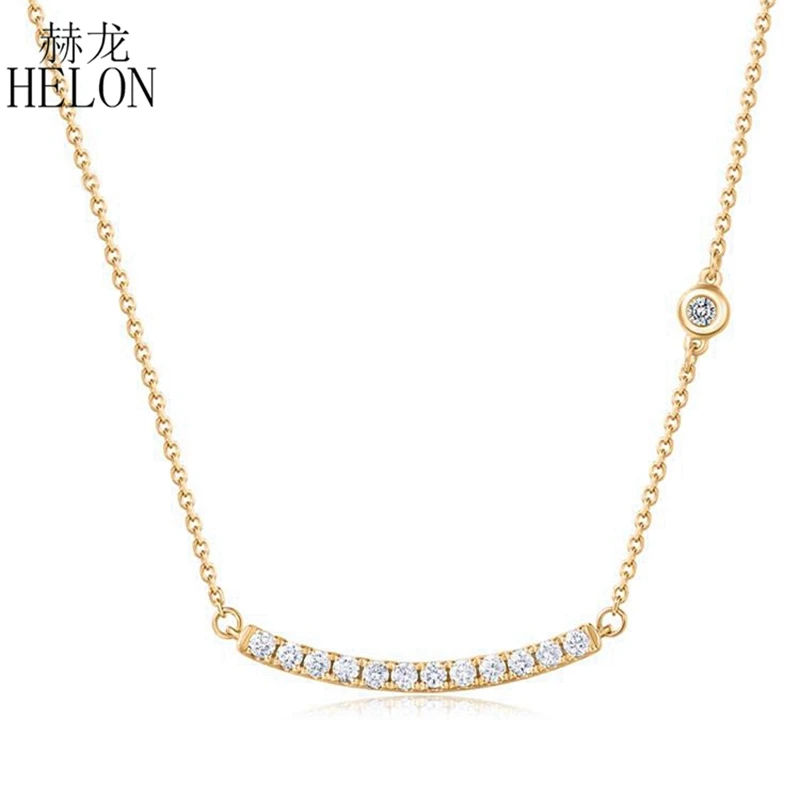 HELON, 18 К(AU750), желтое золото, 0.15CT, сертифицировано H/SI, натуральный бриллиант, обручальное, свадебное, для женщин, модное, хорошее ювелирное изделие, ожерелья