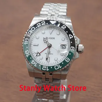 

Sapphire Glass Bliger 40mm White Dial Black Green Ceramic Bezel GMT Function Luminous Automatic Movement Men's Watches