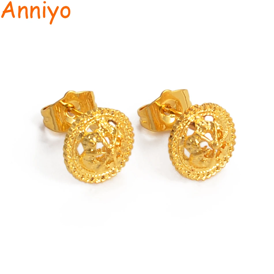 Anniyo эфиопские маленькие серьги золотого цвета, ювелирные изделия для женщин и девушек, африканские эритрейские этнические мини серьги Habesha#220606