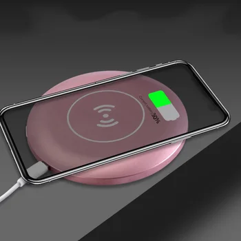 

Mini Round USB Fashion Travel Makeup Mirror Cosmetic Led Women ABS Portable Multifunctional Tool Wireless Charging Base