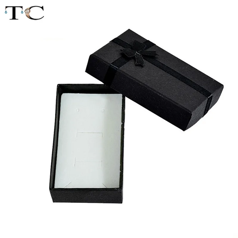 black 5x8cm Органайзер для хранения ювелирных изделий Подарочная коробка ожерелье серьги кольцо коробка бумажная Ювелирная упаковка контейнер - Цвет: black 5x8cm