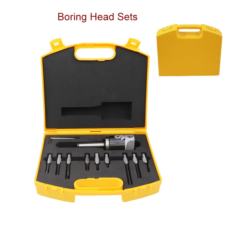 Boring head SET Boring Bar Milling Machine Accessories Carbon Steel CNC Grinding Tool Kits with Storage Box C20-F1-12-9PCS