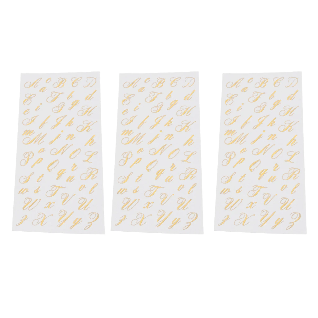 3pcs Script Alphabet Letters Peel Off Stickers Uppercase Lowercase Card Makings