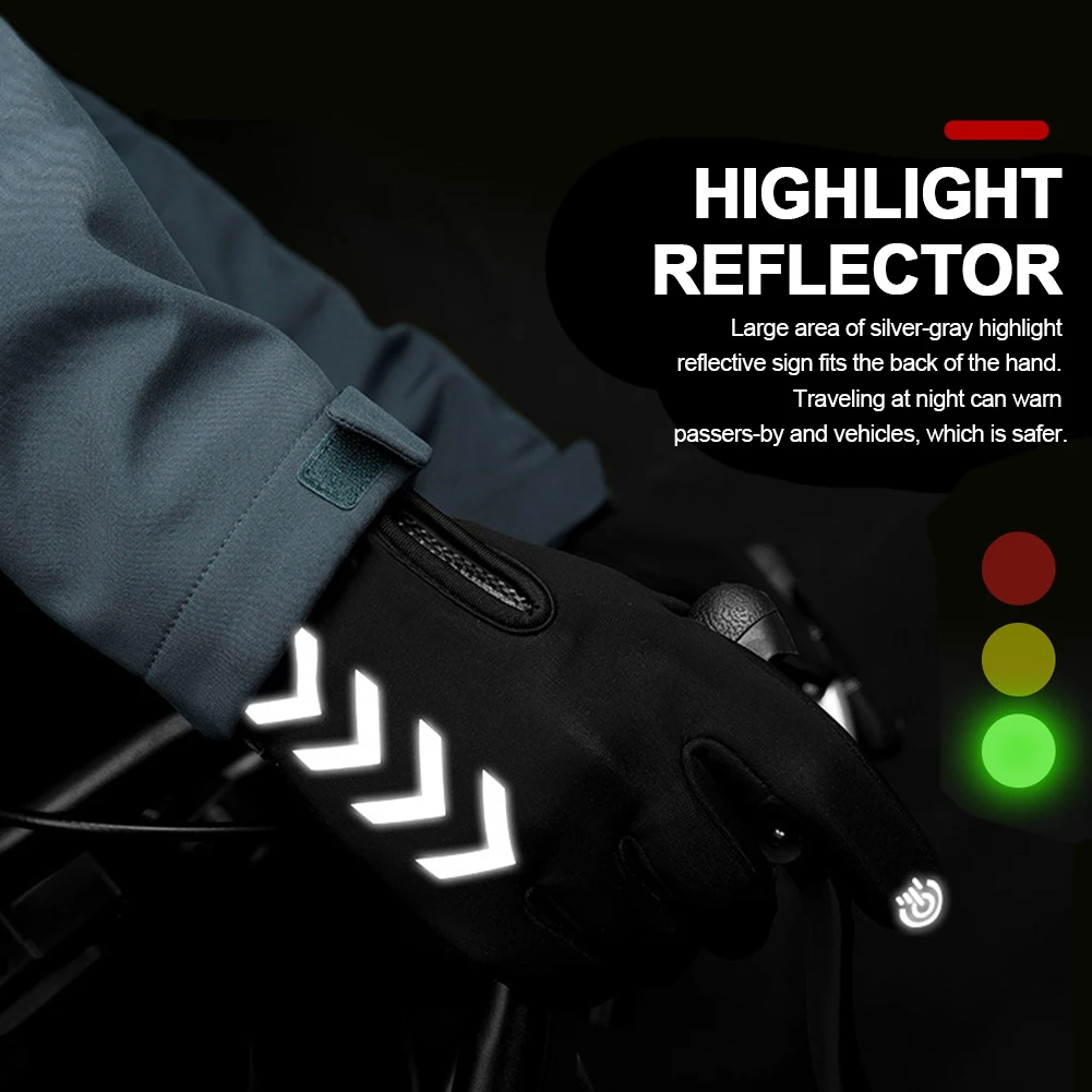 1Pair Anti Slip Keep Warm Solid Windproof Winter Full Finger Cycling Gloves Gift Fashion Bicycle Protection Outdoor Waterproof