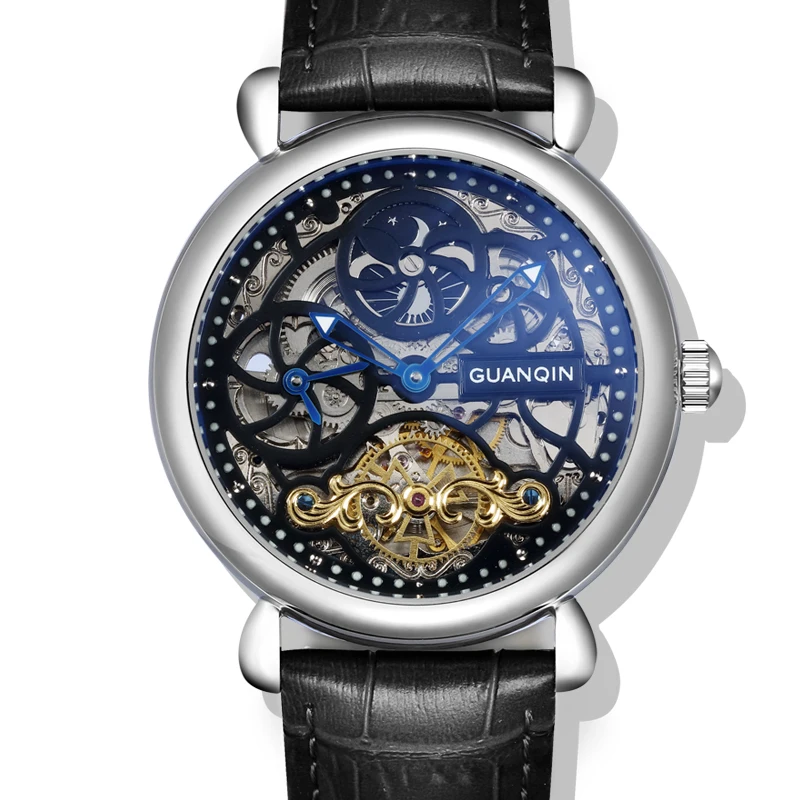 GUANQIN GJ16005 часы для мужчин люксовый бренд Мужские часы-скелетоны Роскошные автоматические механические часы для мальчиков механические наручные часы