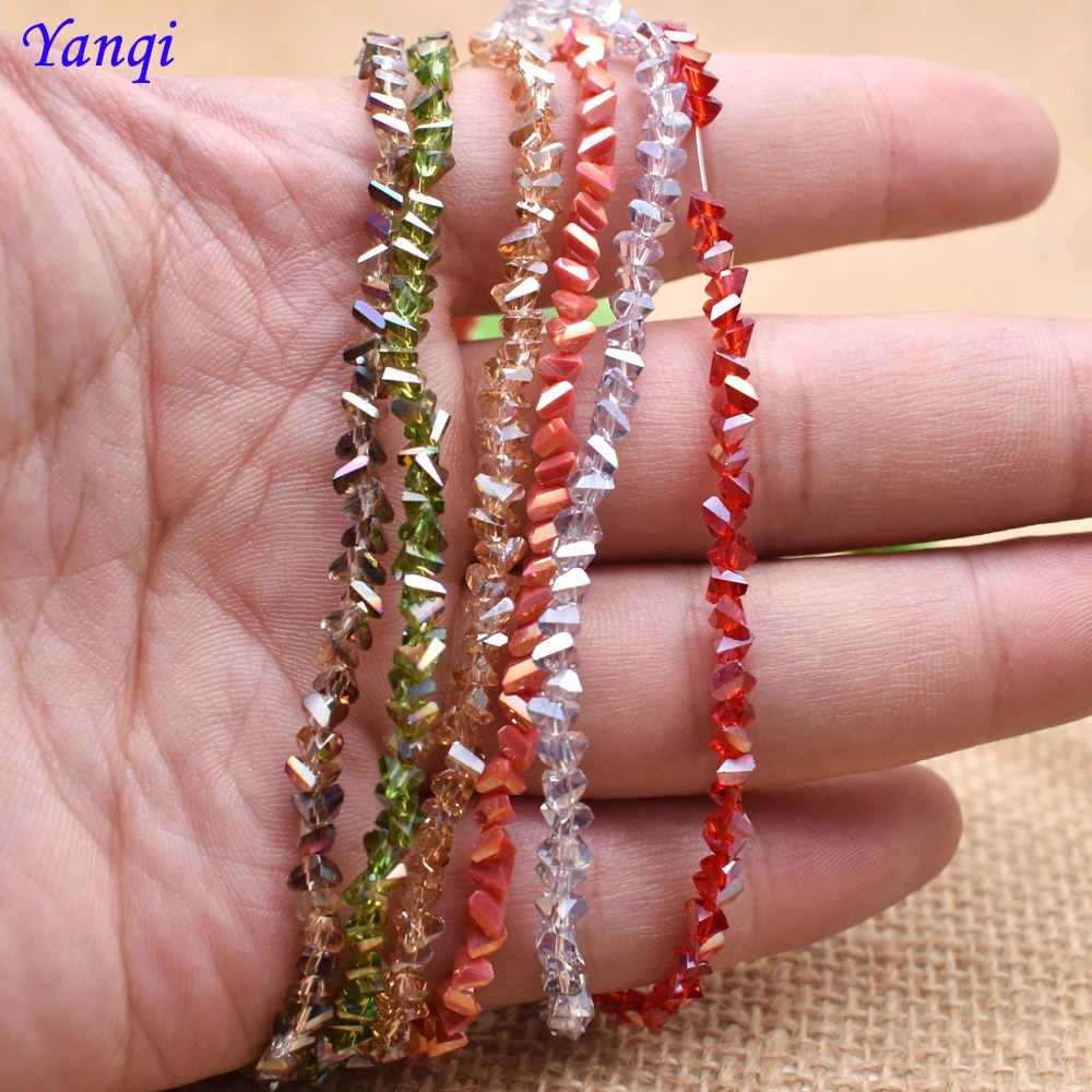 Crystal Beads 38 Color Triangle 4mm 130pcs Loose Glass Beads Jewelry Making DIY Earring Necklace