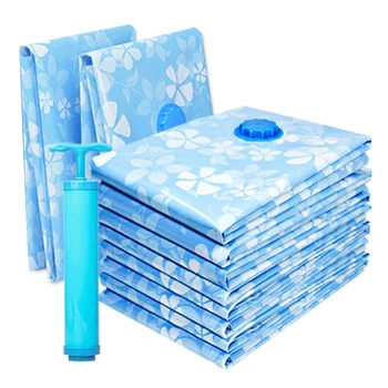 

11Pcs Thickened Vacuum Storage Bag for Cloth Compression Bag with Hand Pump Reusable Blanket Quilt Storage Bag