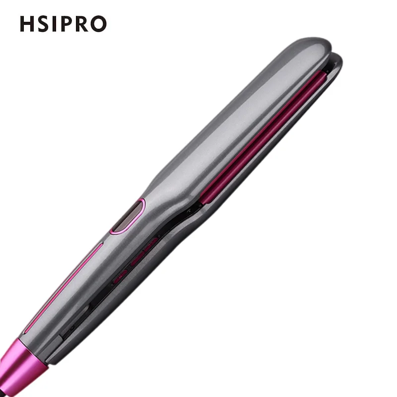 

HSIPRO Ionic Infrared Hair Straightener and Curler 2 in 1 Ceramic Coating Wide Plate Flat Iron LED Display Temperature Adjust
