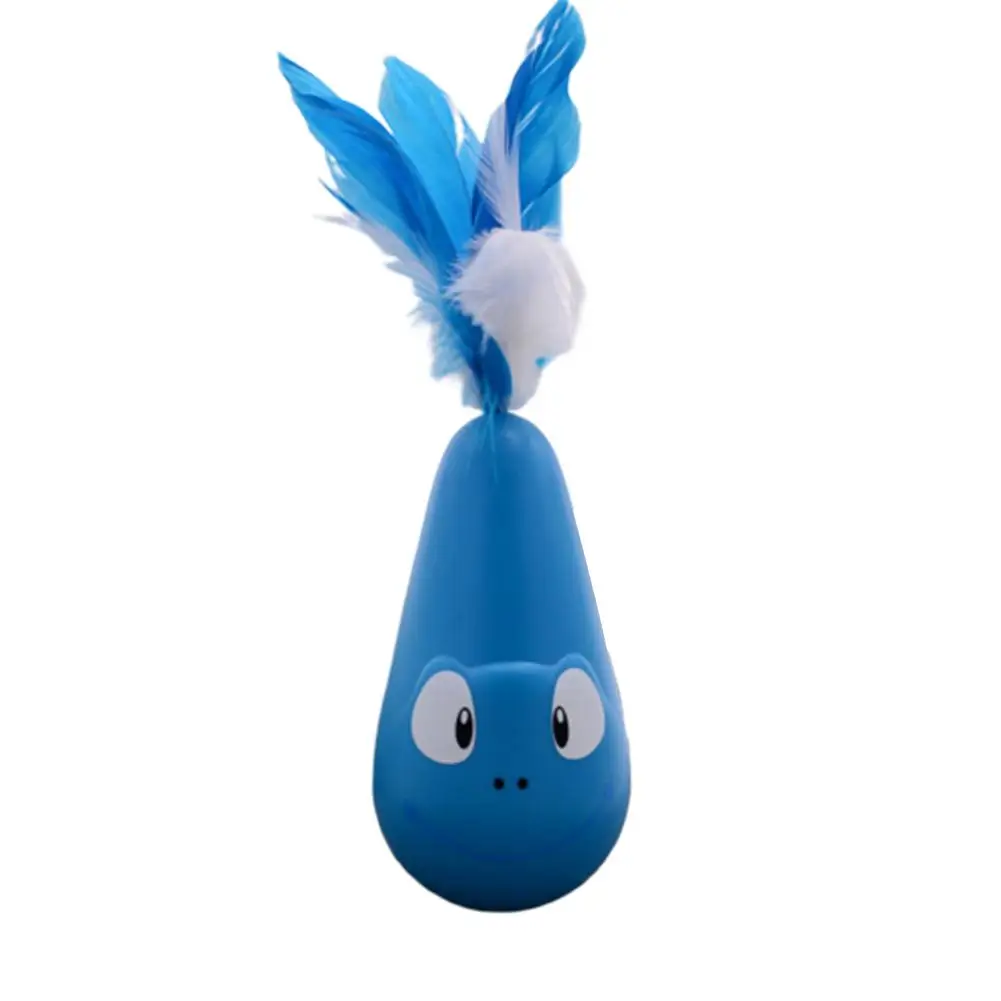 Blue Кошка забавная игрушка-неваляшка Электрический массажер Pet умные игрушки автоматическая игрушка с перьями игрушка для кошек Кошка Интерактивная игрушка - Color: Blue