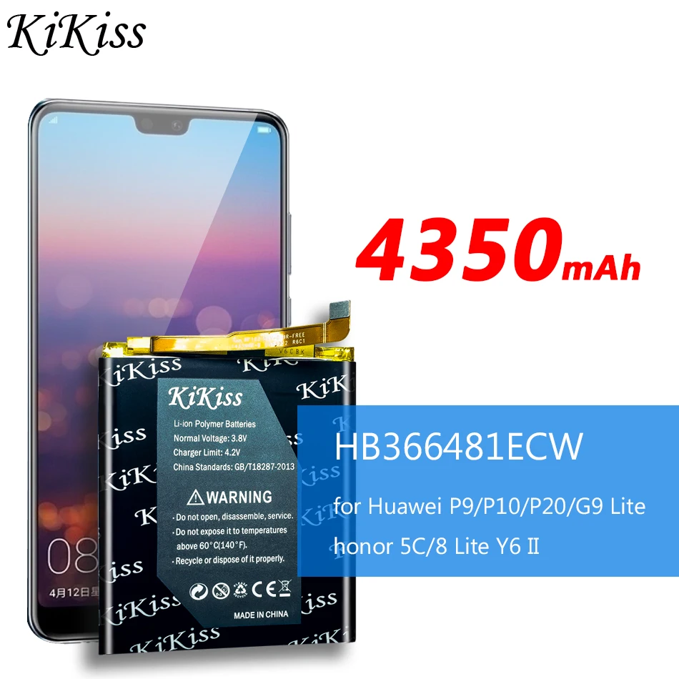 Бесплатный инструмент аккумулятор KiKiss HB366481ECW для huawei Ascend p9/p9 p10 p20 lite/p8 lite /honor 8/honor 8 Lite/honor 5C/G9/Y6 II