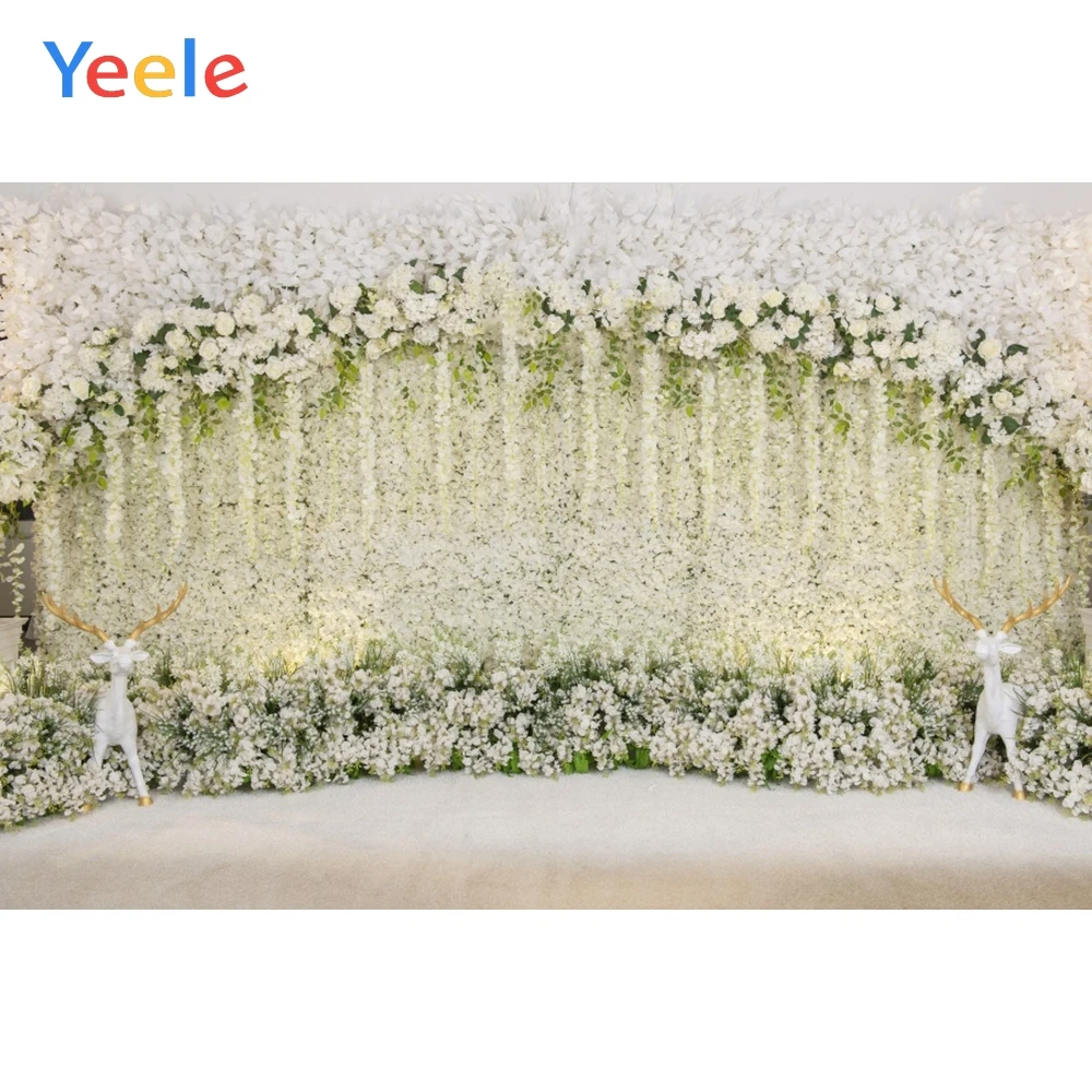 Yeele Wedding Decor White Flower Wall Baby Portrait Photophy Backdrops Custome Vinyl Photographic Backgrounds For Photo Studio |