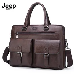 JEEP BULUO Briefcase Bags For Men Business Fashion Office Work Handbags Famous Brand New Design Men's Briefcase 13.5' Laptop Bag